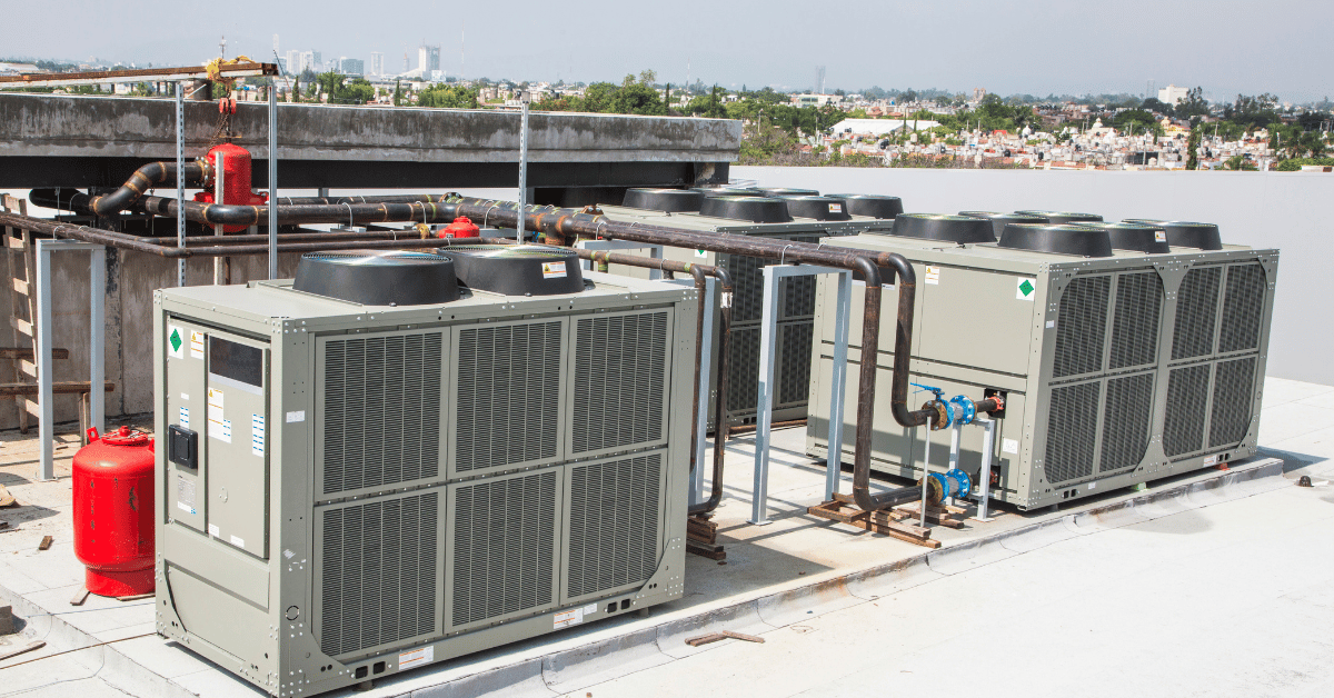 Rooftop air conditioning units installed.