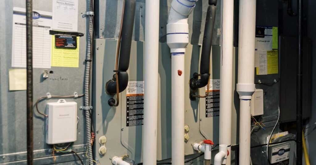 Indoor air handler where a UV light for HVAC is installed